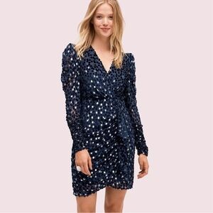 Kate Spade Navy and silver metallic Long Sleeve Dress